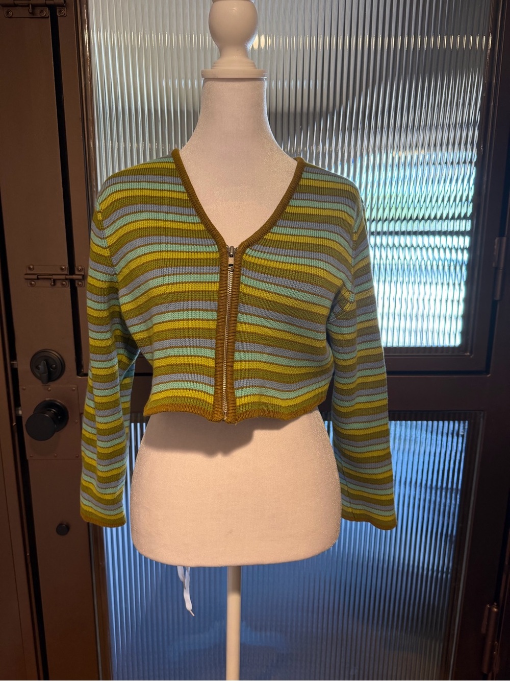 Susan Martin Striped Ribbed Crop Top